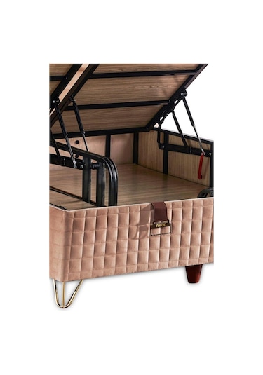 Elegance Lüks Baza Ve Başlık Seti 140x190 Cm Çift Kişilik Krem Babyface Kumaş Baza Ve Başlık Takımı