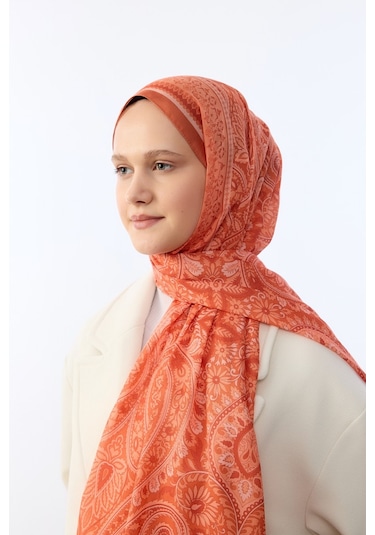 Mirsoy Scarf Mirayze Etnik Desen Şal Turuncu