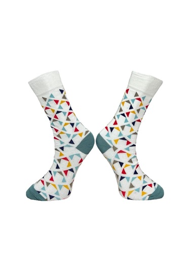 3'lü Unısex Geometrik Ve Soyut Tasarımlı Esnek Nem Alabilen Pamuklu Spor Soket Çoraplar Çok Renkli