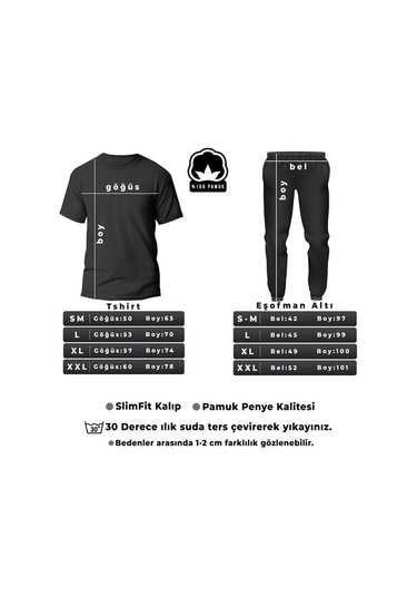 Unisex Leopar Kalp Baskılı Eşofman Takımı Siyah