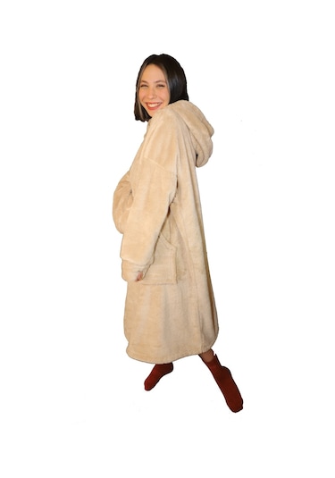Rokeff Wellsoft Tek Kişilik Giyilebilir Battaniye Bej L/xl