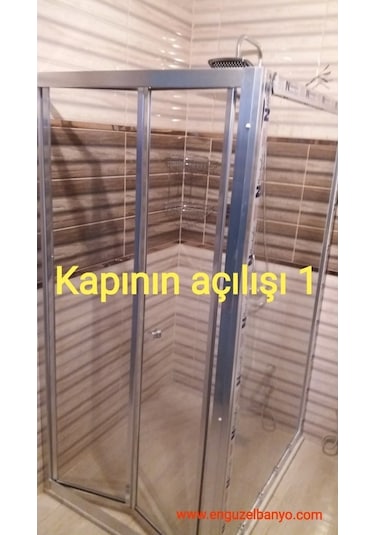 40 Desen Patentli Katlanır Cam Duşakabin İki Duvar Arası Duşakabi Gri