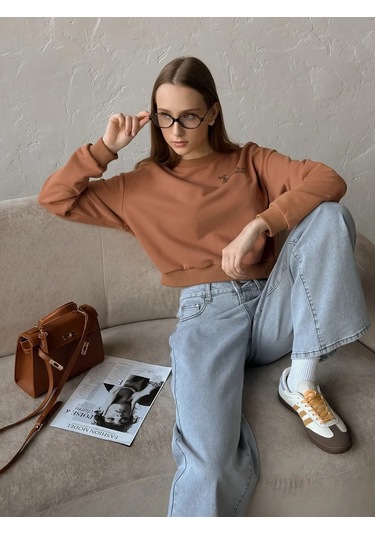 Crb-wear Baskılı Kısa Sweatsh 320425039 Kahverengi