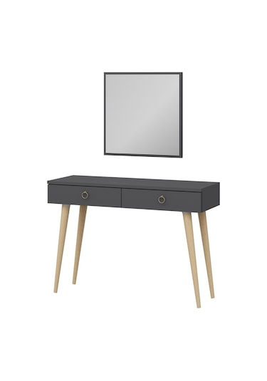 Dekorosso Arden Ahşap Ayaklı Kare Aynalı Modern Dekoratif Dresuar (497932280) Antrasit