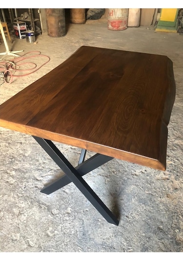 Bintaşmobilya Ceviz Rengi Gürgen Ağacı Kütük Masa Imalatı 80X120.Cm