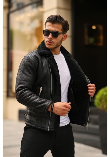 Mero Life Napa Deri İçi Full Kürklü Yüksek Kalite Slim Fit Erkek Mont - Siyah Mero Life Napa Deri İçi Full Kürklü Yüksek Kalite Slim Fit Erkek Mont - Siyah