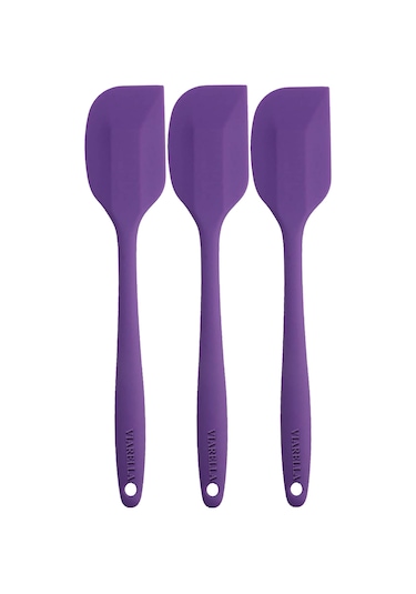 Silikon Kaşık Spatula Seti 6lı Yanmaz Yapışmaz Çizmez Mor27cm