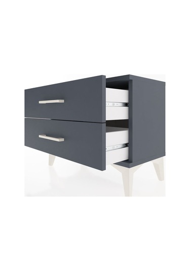 Arges Komodin 2 Çekmeceli 60x30x48 Antrasit-antrasit Antrasit