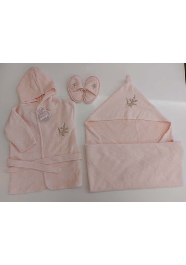 Bebessi %100 Pamuk Bornoz Seti Pudra Somon Bbss.smn.3980 Somon