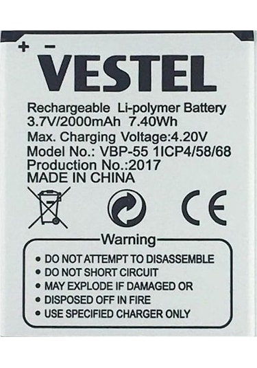 Vestel Uyumlu Venüs 5.5X / 5.5V Batarya Pil Vbp-55 2000Mah