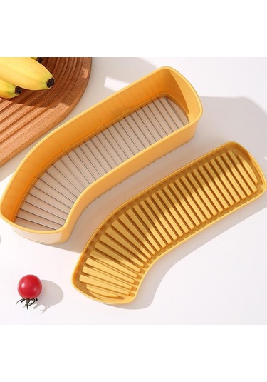 Homyl Muz Dilimleyici Salatalık Meyve Kesici Çok İşlevli Sarı