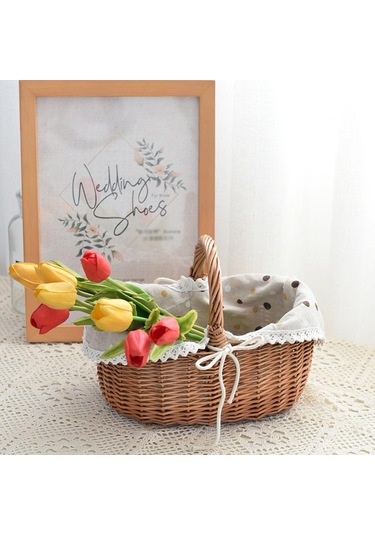 Homyl Dokuma Piknik Sepeti Kırsal Saplı Saklama Kahverengi