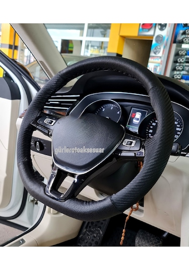 Fiat Egea Uyumlu Dikmeli Direksiyon Kılıfı Noktalı-Karbon Siyah