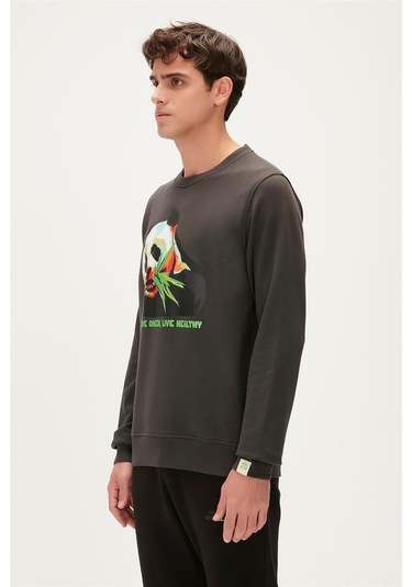 Bad Bear Re-bamboo Crewneck Erkek Sweatshirt-5575 Raven Füme