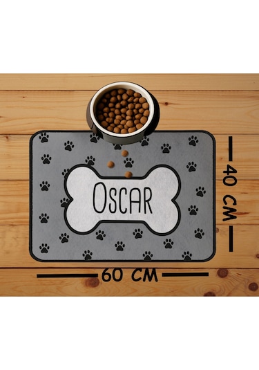 İsim Baskılı Kedi Köpek Mama Paspası Ve Beslenme Altlığı Mama Önü Tuvalet Önü Paspas 40x60cm Çok Renkli