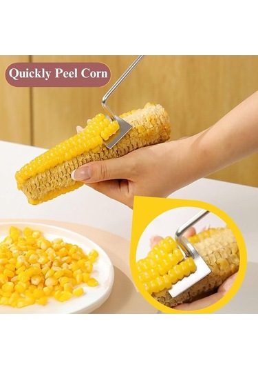 2024 Geliştirilmiş Mısır Soyucu, Koçan Soyma Aleti, Ev Mutfağı İçin Pratik Mutfak Aleti, Gümüş, 1 Parça Gümüş