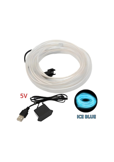 Sıcak Satış 1/2/3/5m Araba Iç Aydınlatma Led Kapı Şeritleri Dekorasyon Çelenk Teli Ice Blue-usb 1m 1 Piece Set