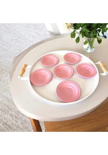 Ay Tabağı-bardak Altlığı-metal Açık Pembe Çay Tabağı-paslanmaz Ka Açık Pembe