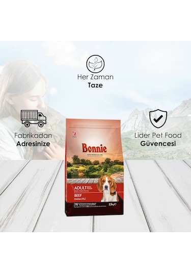 Bonnie Sığır Etli Yetişkin Köpek Maması 2.5 KG