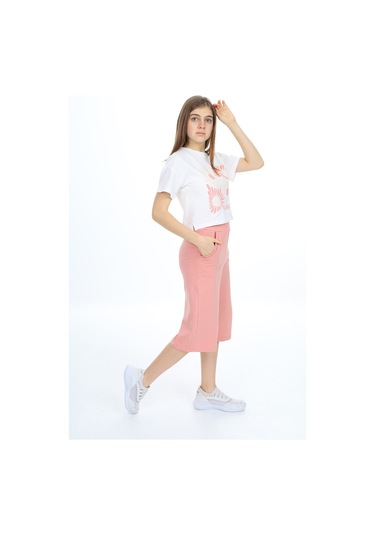 Toontoy Kız Çocuk Flw Paradıse Yazı Baskılı Kaprili Takım Koyu Pudra