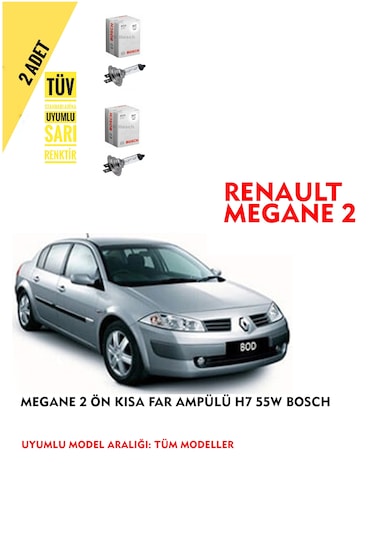 Megane 2 Ön Kısa Far Ampülü 2 Adet Sarı Renk