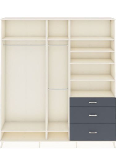 Arges Dolap 9 Raflı 3 Çekmeceli 3 Askılı 220x30x243 Aytaşı-aytaşı/antrasit Aytası/antrasıt