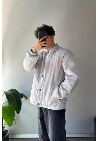 Flaw Hardstone Nakışlı Oversize Ceket Gri Gri