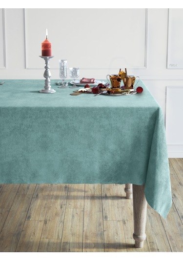 Daily Series Kadife Dokulu Sis Mavisi Renk Masa Örtüsü Sis Mavisi
