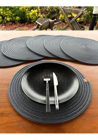 6 Lı Yuvarlak Supla Takımı Kolay Temizlenebilir, Modern Sofralar İçin Antrasit