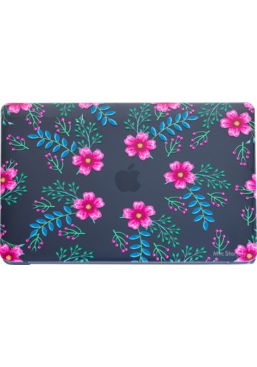 Macbook Air Kılıf 13.6 İnç M2-m3, Flower-01nl Touchıd'li Air M2-m3 A2681 A3113 İle Uyumlu Pembe Mavi