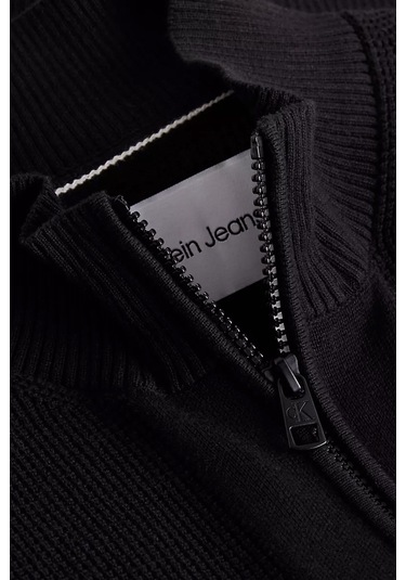 Erkek Fermuarlı Kazak - Siyah Black