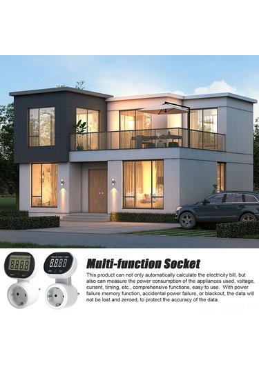 Suofeng 45 Ayarlanabilir Lcd Ekranlı Güç Ölçer Priz, 230v Avrupa Standardı, Akıllı Enerji İzleme Ve Güvenlik Kapaklı