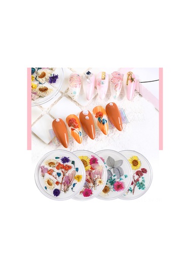 Shineyee "3d Manikür Çiçek Dekorasyon Seti - Doğal Kurutulmuş Çiçeklerle Özel Tasarımlar"