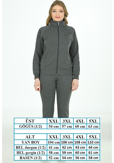 Fantasy Kadın Boydan Fermuarlı Büyük Beden Eşofman Takım 201836B