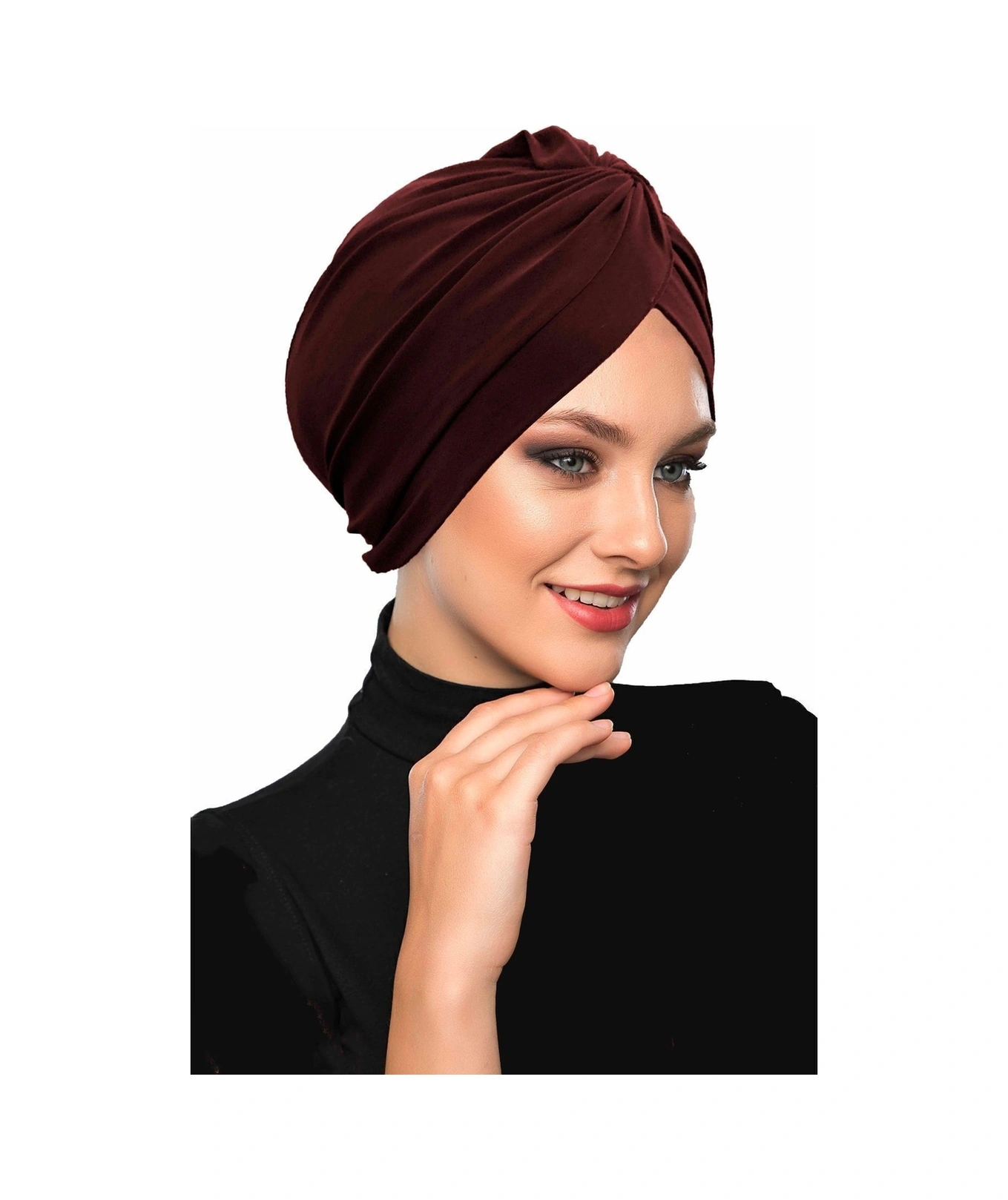 Çapraz Kancalı Kahve Hazır Türban Tesettür Dış Ve Havuz Bonesi Kahve