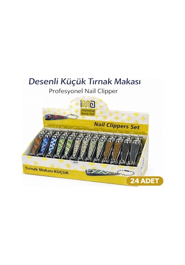Profesyonel Küçük Tırnak Makası Desenli Nail Clipper 24 Adet