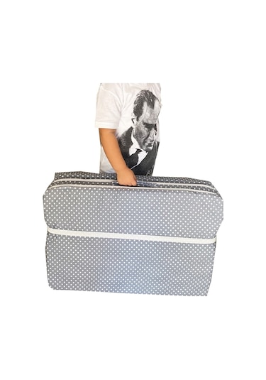 Bebek Yatağı Oyun Parkı Çocuk Yatağı Katlanabilir Sünger Yatak 60x120 4 Cm Gri Puantiyeli