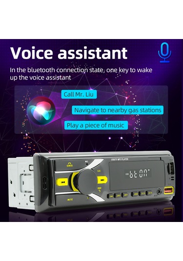 Teltree Oto Mp3 Çalar: Bluetooth, Usb/tf Kart Destekli, Fm Radyo, App Araç Konumlandırma, Sesli Asistan, Renkli Işık Ve Kumanda - Siyah