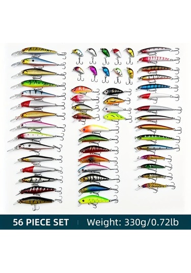 Fochsia 56 Adet Yüksek Kaliteli Yapay Balık Oltası Seti - Tatlı Ve Tuzlu Su Balıkçılığı İçin Gerçekçi Tasarım