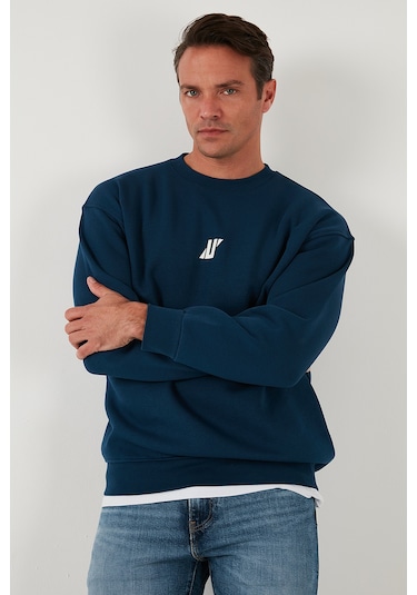 Buratti Regular Fit Bisiklet Yaka Pamuklu Içi Tüylü Yumuşak Şardonlu Erkek Sweat 5905405 Indigo