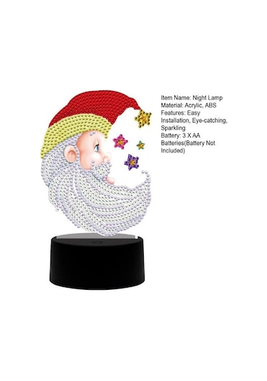 Siyah Led Elmas Boyama Lamba Seti Pille Çalışan Başucu Lambası 5d Elmas Boyama Sanatı El Sanatları Siyah