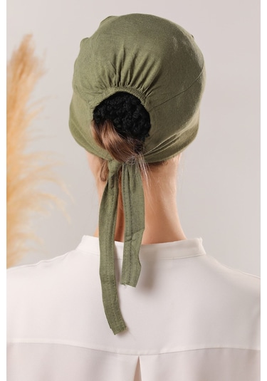 Melodi Scarf Tesettür Dikişsiz Penye Bone Haki Haki