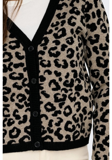 Only Kadın Onlleo V Yaka Desenli Örme Hırka 15349819 Siyah Siyah