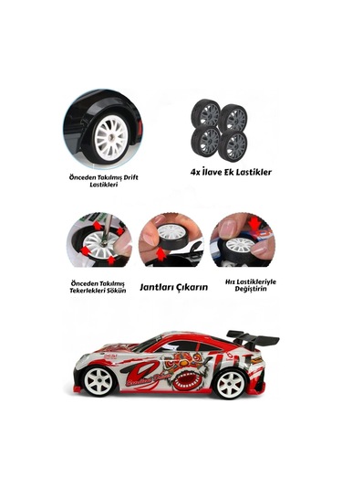 Uzaktan Kumandalı Şarzlı Dirift Araba 33657 Kırmızı