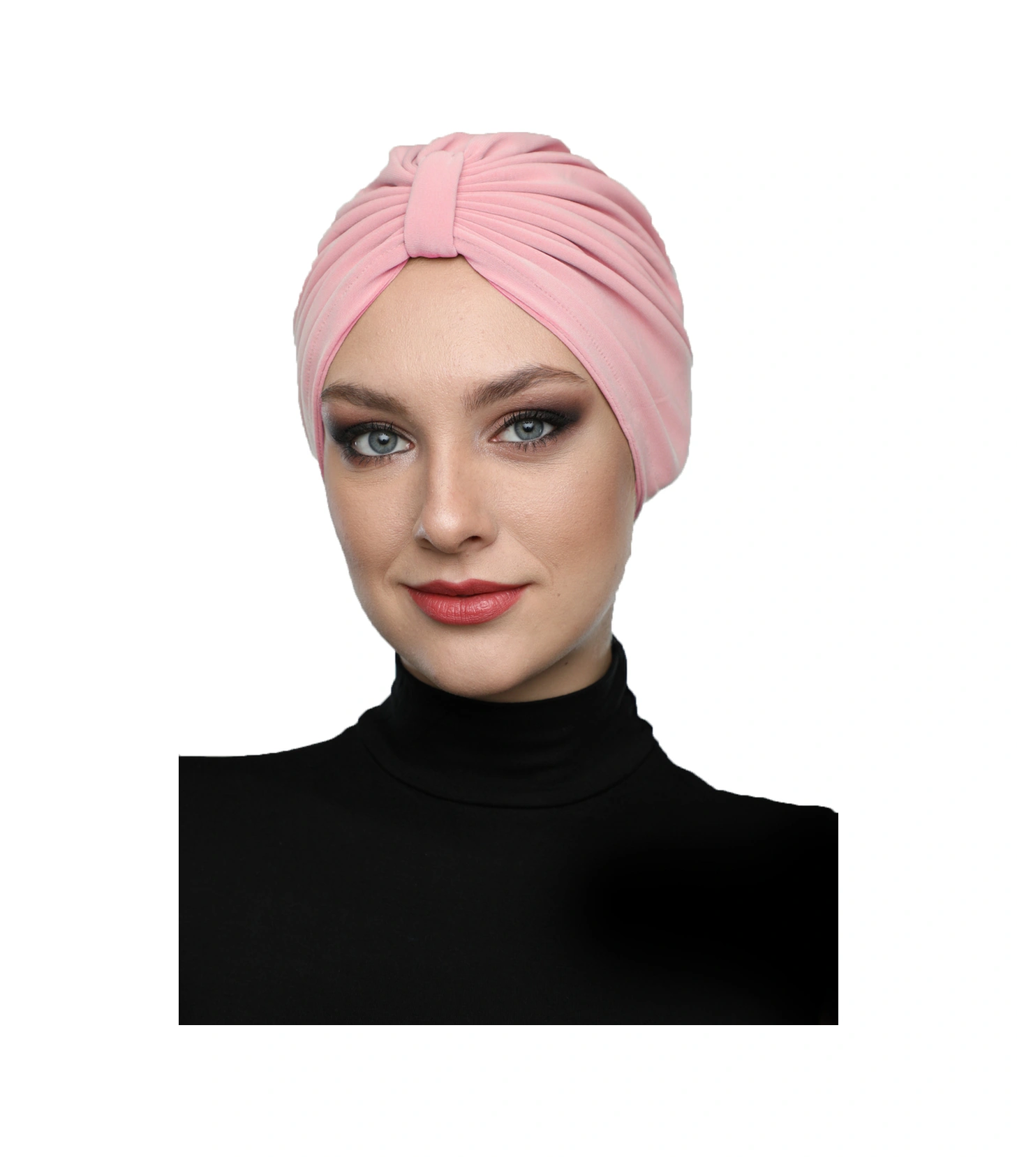 Kelebek Astarlı Pudra Hazır Türban Tesettür Havuz Bonesi Pudra