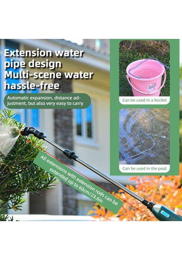 Neevoyu Ev Bahçesi Sulama Aleti: Elektrikli Sprey Topu, Çelik Gövde, 3 Farklı Başlık, Geniş Yayılma, 5m Boru, Batarya Göstergeli