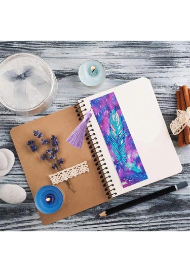 Teltree Yetişkinler İçin 5d Elmaslı Deri Kitap Ayracı Seti - Renkli Tüylü Sanat Ve Hobi Hediyesi Diğer