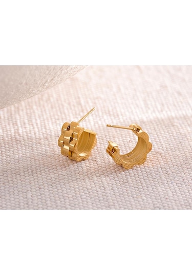 Gümüş Eetit Bildirimi Metal Doku Geometrik Paslanmaz Çelik 18k Altın Kaplama Küpe Minimalist Çekicilik Trendy Moda Klasik Takı Çok Renkli