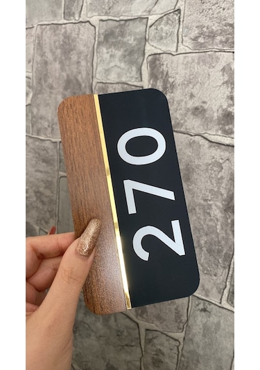 Natural Wooden Serisi Siyah Mat Kapı Numarası