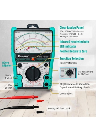 Proskit Mt-2208 Korumalı Analog Multimetre Ölçü Aleti